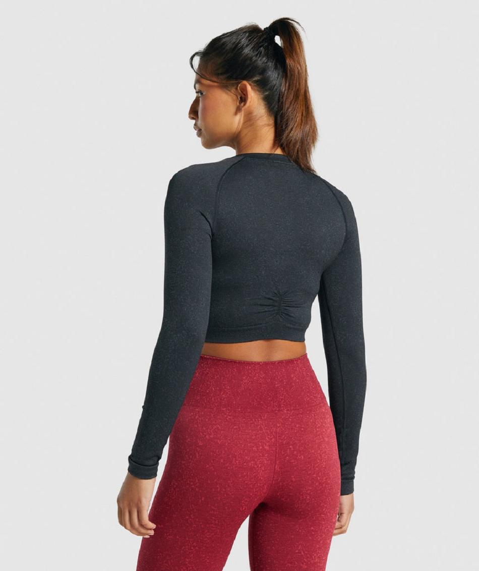 Corp Tops Gymshark Adapt Fleck Seamless Long Sleeve Mujer Negras | CO 2542OKI